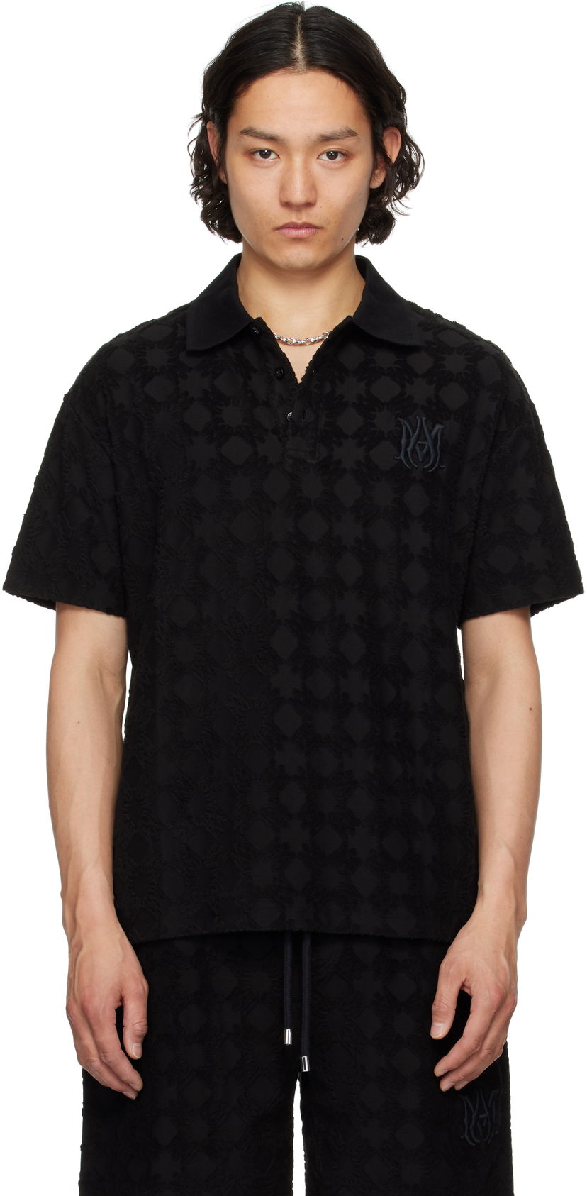 Polo majica AMIRI AMIRI MA Quad Toweling Polo Črna | AMJYPO1015