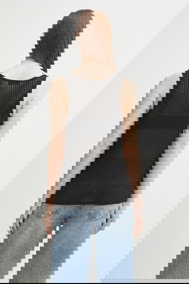 Majica brez rokavov Anine Bing eugene Sheer Ribbed Tank Top Črna | A.08.11256, 2