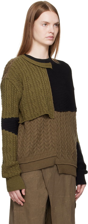 Pleteni pulover Andersson Bell Andersson Bell Patchwork Asymmetric Crewneck Sweater Rjava | atb1330m, 4