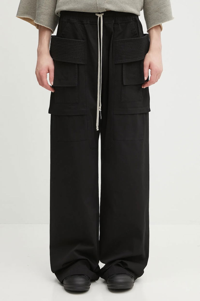Cargo hlače Rick Owens Rick Owens DRKSHDW Creatch Wide Cargo Drawstring Cotton Pants Črna | DU02E7394.TW