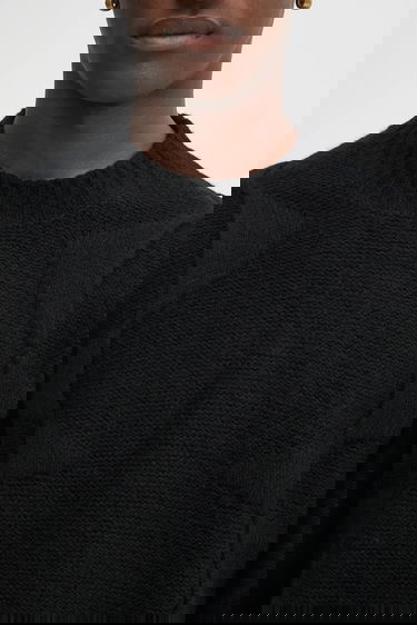 Pleteni pulover HELIOT EMIL Textured Knit Crewneck Sweater Črna | PREAW25.M.07.063.BLK01., 3