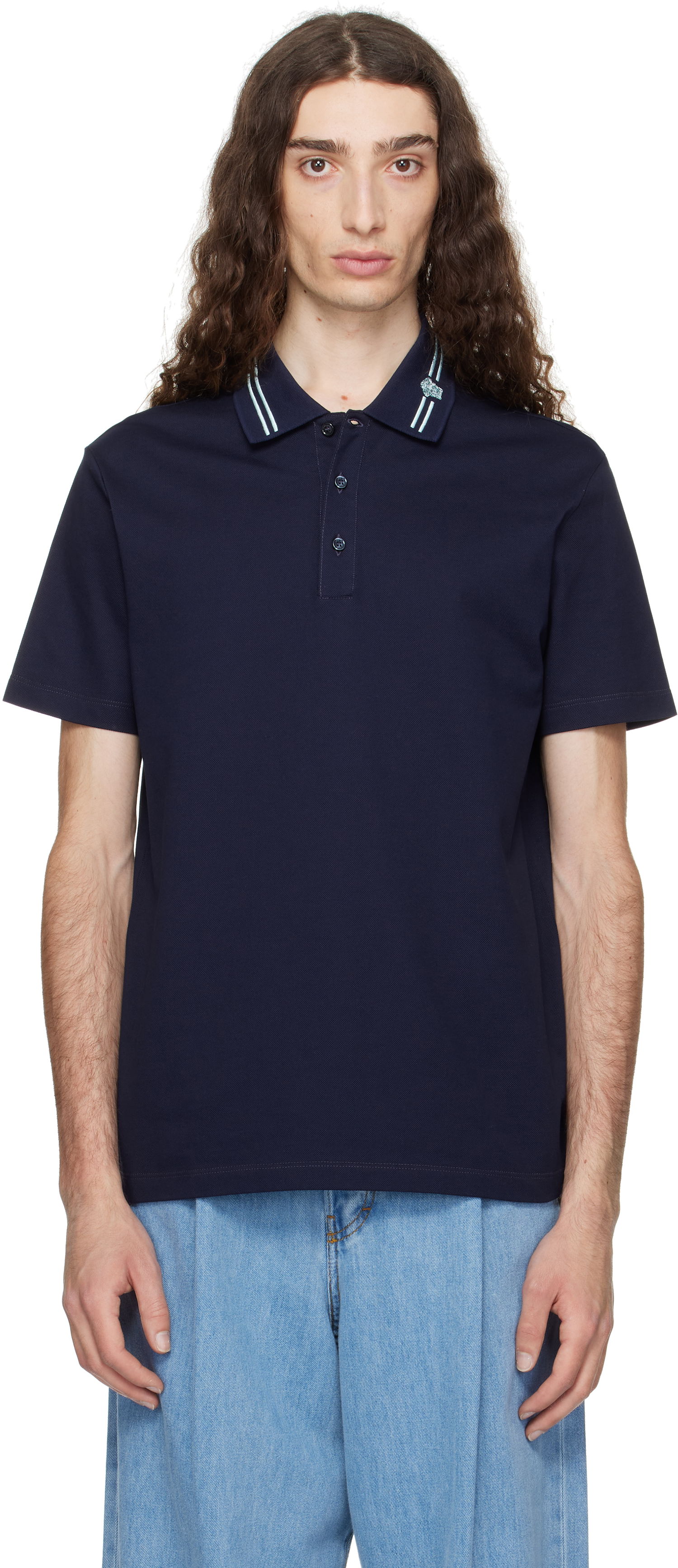 Polo majica Versace Versace Embroidered Medusa Polo Mornarica | 1013906_1A13463, 0