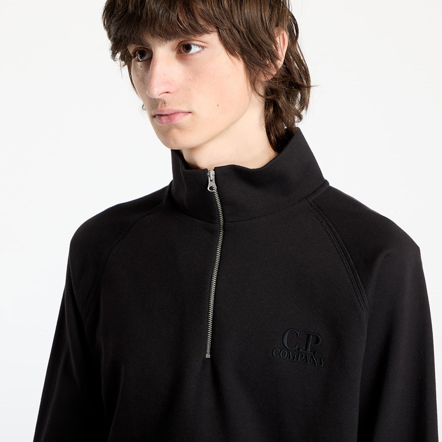 Pulover C.P. Company C.P. Company Diagonal Raised Fleece Sweatshirt Črna | 18CMSS043A005086W-999, 1