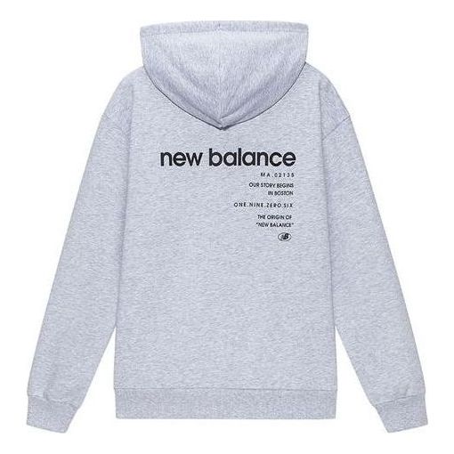 Pulover New Balance Logo Print Hoodie Siva | 5CB43313-GR