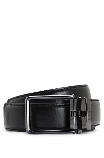 Pasovi BOSS Leather Automatic Belt with Logo Keeper Črna | 50537049