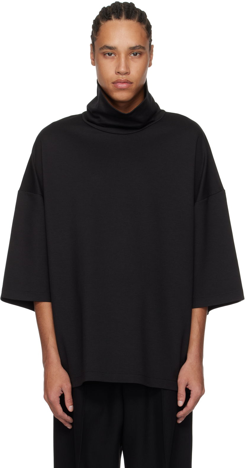 Pleteni pulover Fear of God Fear of God High Neck Short Sleeve Sweatshirt Črna | FGE250-519VIS