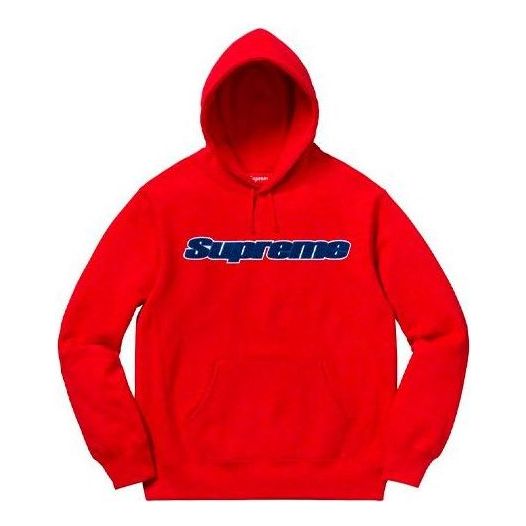 Pulover Supreme Chenille Hooded Sweatshirt Rdeča | SUP-SS19-024