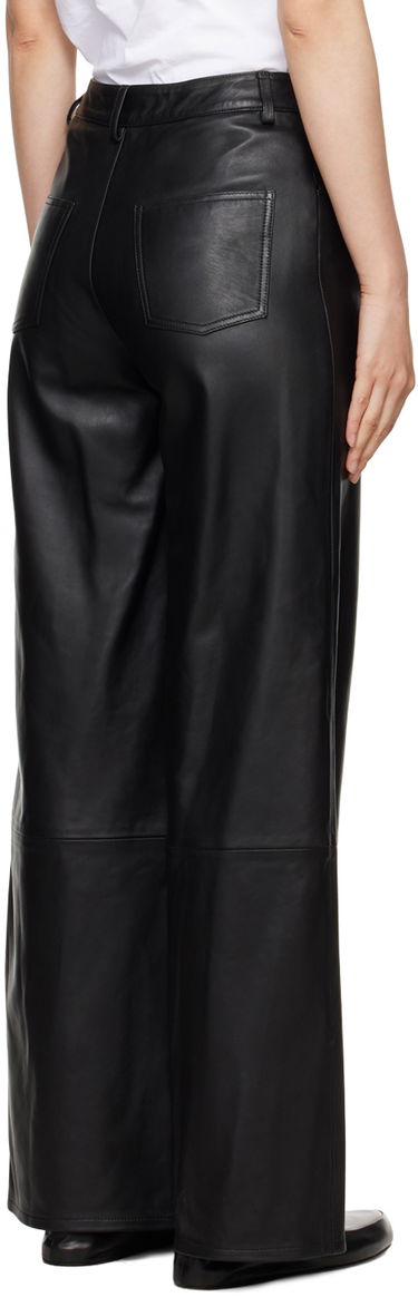 Hlače Loulou de Saison Loulou de Saison Figari Leather Wide-Leg Pants Črna | FIGARI, 2
