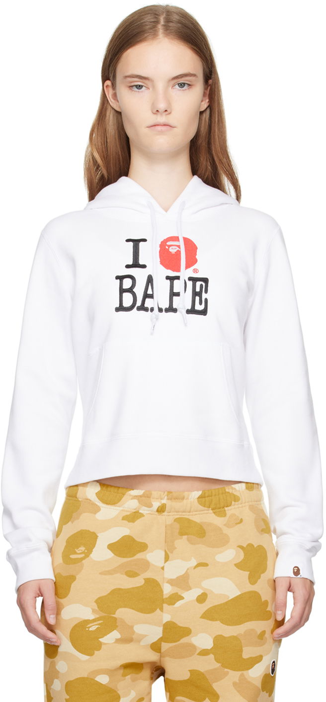 Pulover BAPE 'I Love' Hoodie Bela | 001PPK802002L