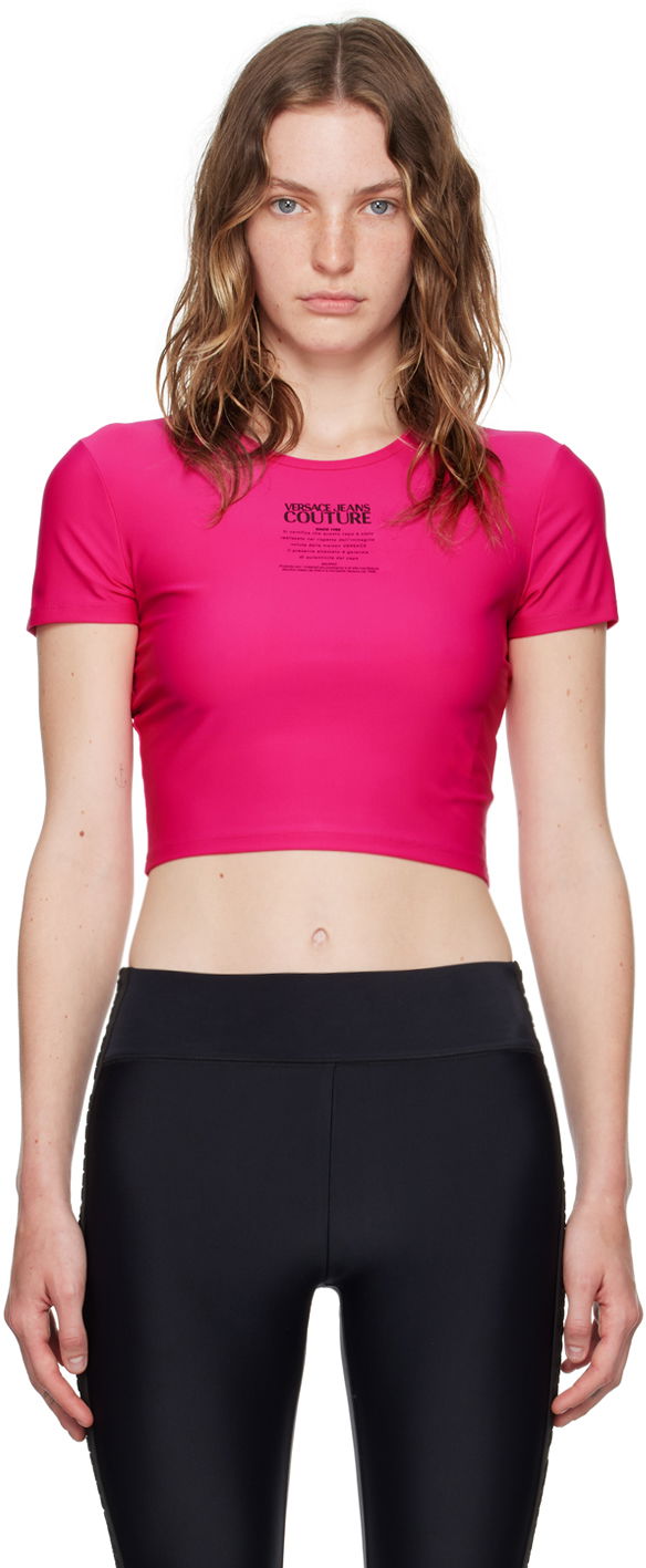 Majica Versace Jeans Couture Pink Printed Logo T-Shirt Roza | E77HAH602_EJ0148