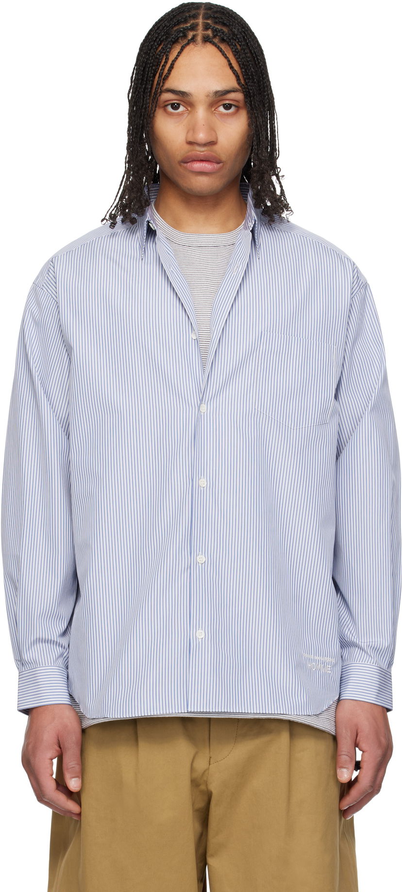 Srajce Comme des Garçons Comme des Garçons Homme Cotton Stripes Shirt Modra | HO-B007-051