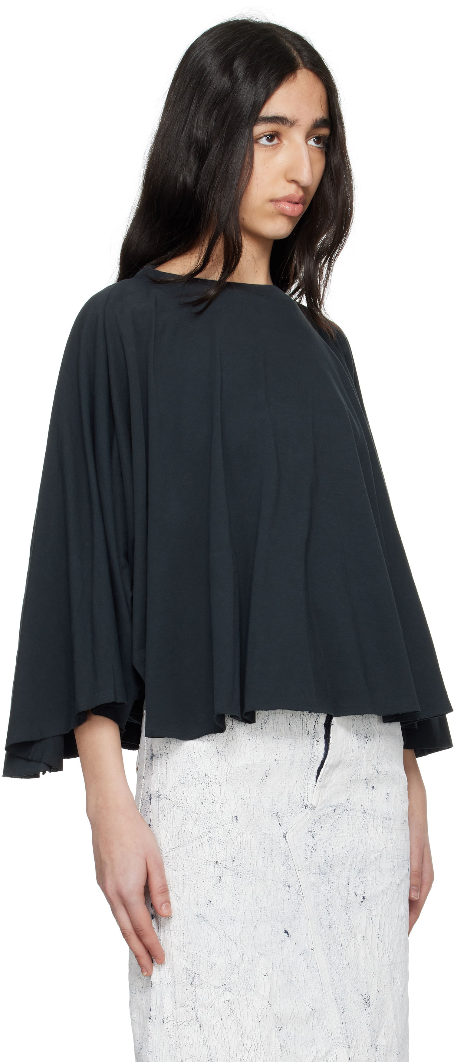 Pleteni pulover Maison Margiela MM6 Maison Margiela Jersey Batwing Top Črna | S62NH0038 M20115, 1