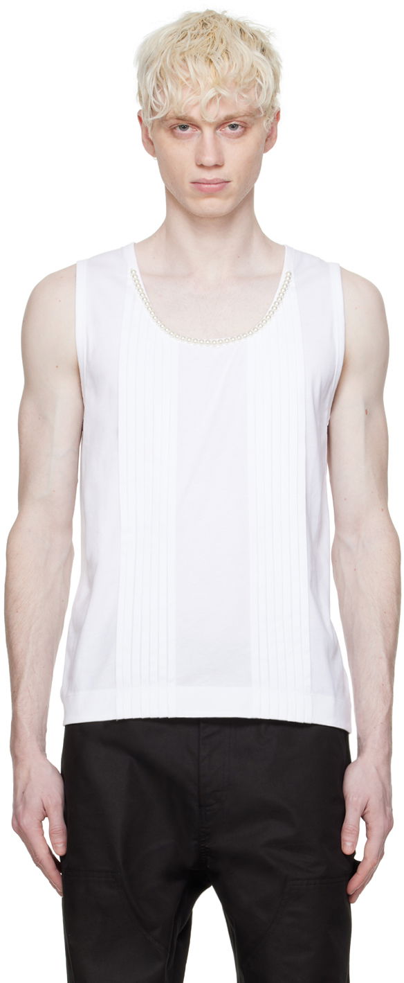 Majica brez rokavov Simone Rocha Simone Rocha Pleated Tank Top Bela | 5234B 0553