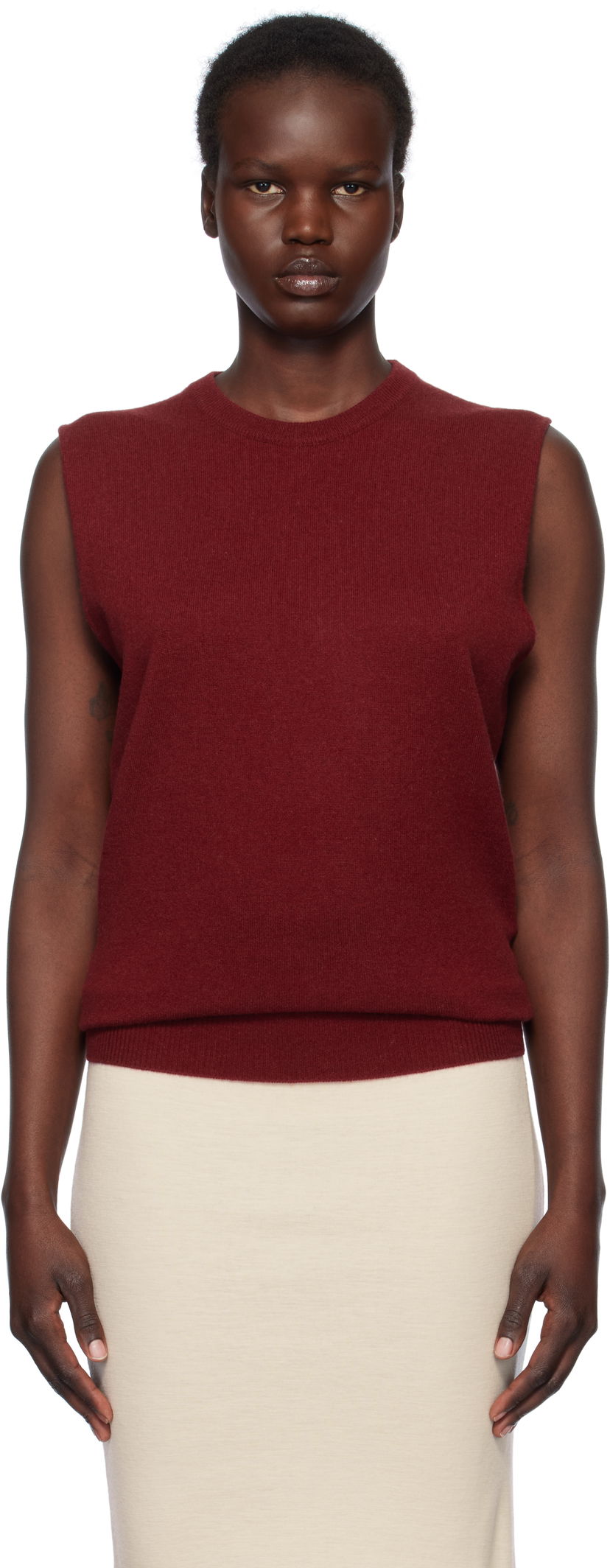 Pleteni pulover Jil Sander Jil Sander Cashmere Sleeveless Top Rdeča | J02GP0017_J13201