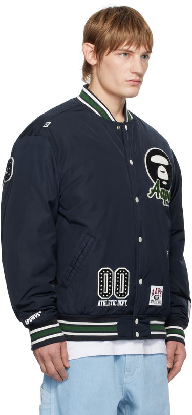 Bomber jakna AAPE by A Bathing Ape AAPE By A Bathing Ape Moonface Logo Varsity Jacket Mornarica | AAPJKM7676XXNNYD, 1