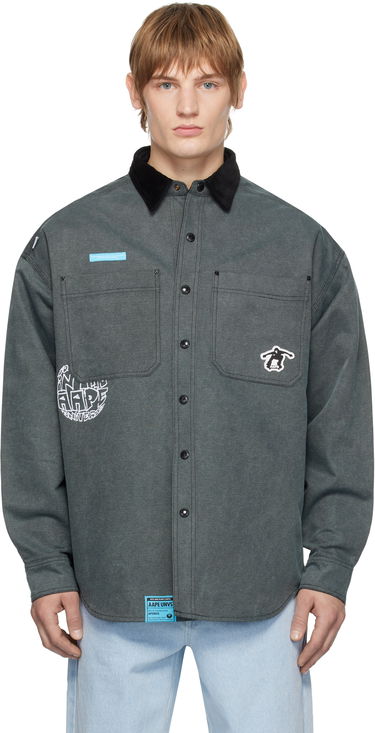 Srajce AAPE by A Bathing Ape AAPE by A Bathing Ape Reversible Logo Button Down Shirt Siva | AAPSTM8502XXNBKL, 0