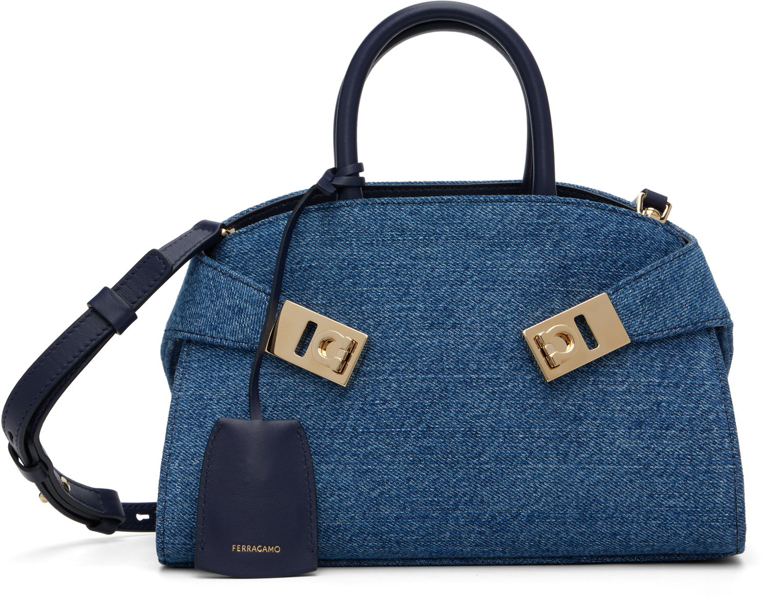 Torbica FERRAGAMO Ferragamo XS Hug Denim Top Handle Bag Modra | 783820, 0