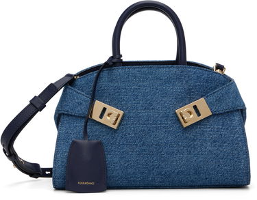 Torbica FERRAGAMO Ferragamo XS Hug Denim Top Handle Bag Modra | 783820, 0