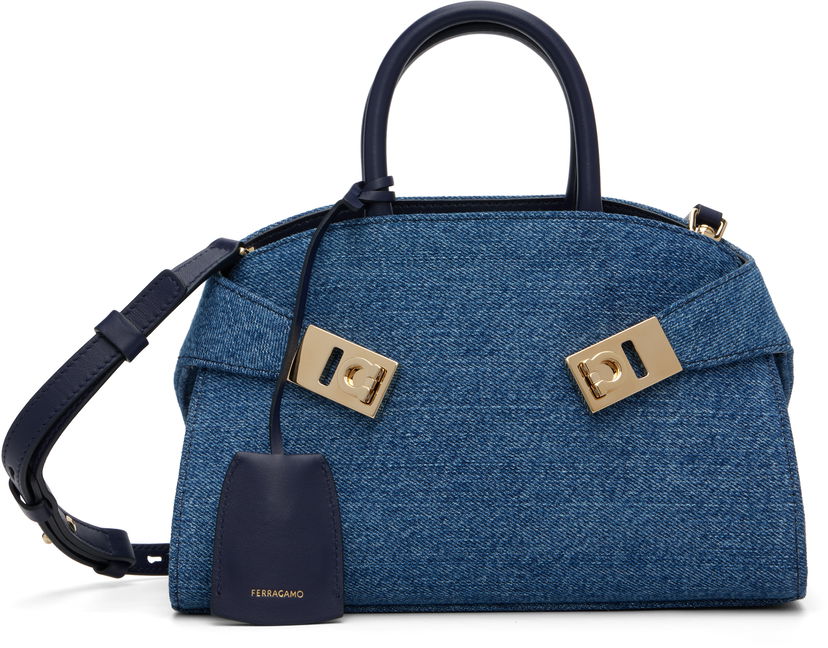 Torbica FERRAGAMO Ferragamo XS Hug Denim Top Handle Bag Modra | 783820