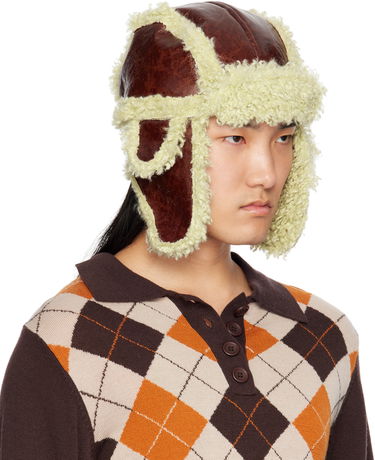 Jakna Anna Sui Anna Sui Curly Aviator Faux-Leather Hat Rjava | 824A90, 3