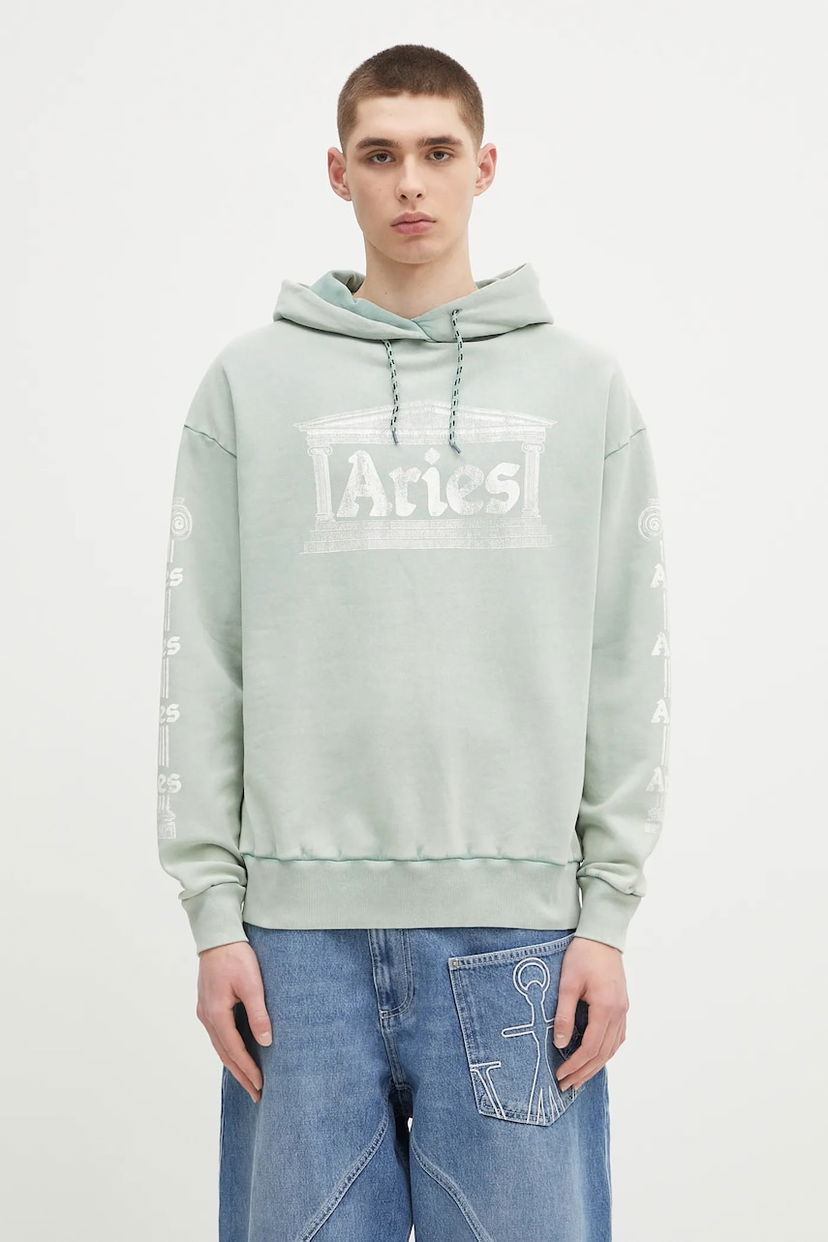 Pulover Aries Aries Aged Ancient Column Hoodie Zelena | AR2003503