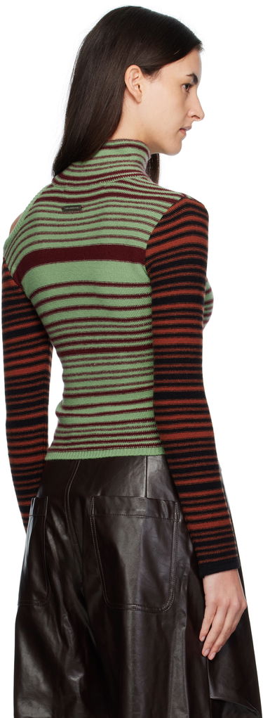 Pleteni pulover Andersson Bell Andersson Bell Elodie Multi Stripe Cut-Out Turtleneck Zelena | atb1356w, 2