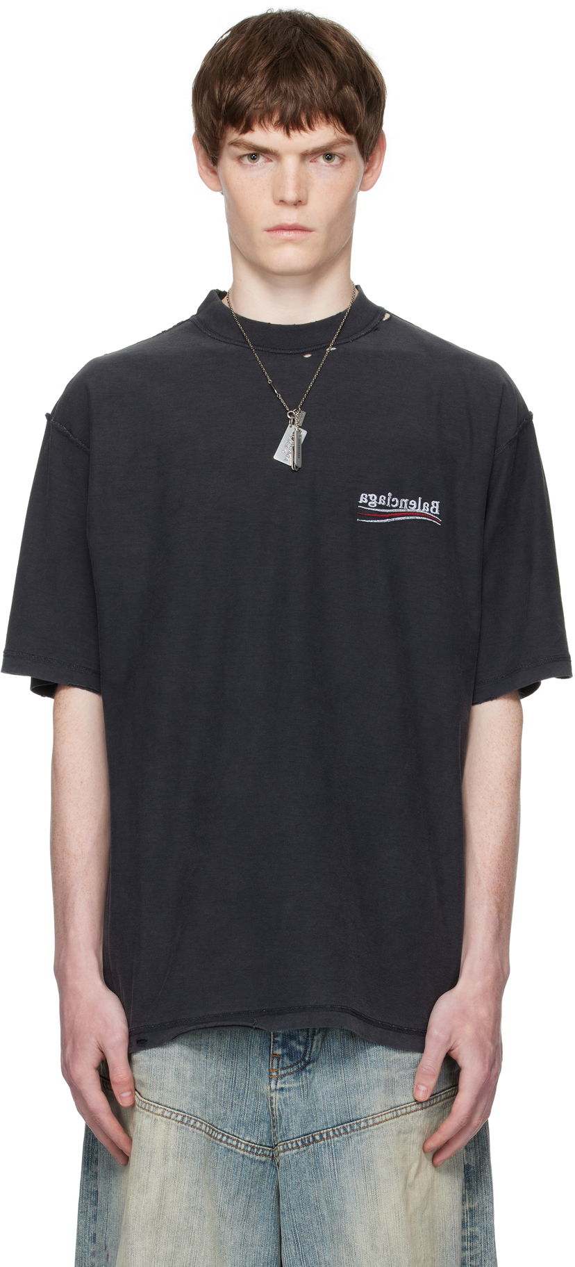 Majica Balenciaga Balenciaga Political Campaign Inside-Out T-Shirt Črna | 830247TSVF39668