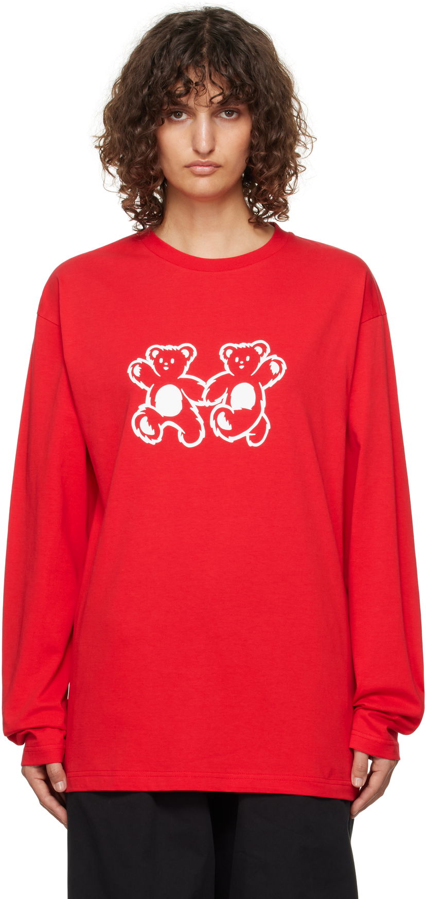 Majica We11done We11done Teddy Twins Long Sleeve T-Shirt Rdeča | WD-TT3-24-750-U-RD