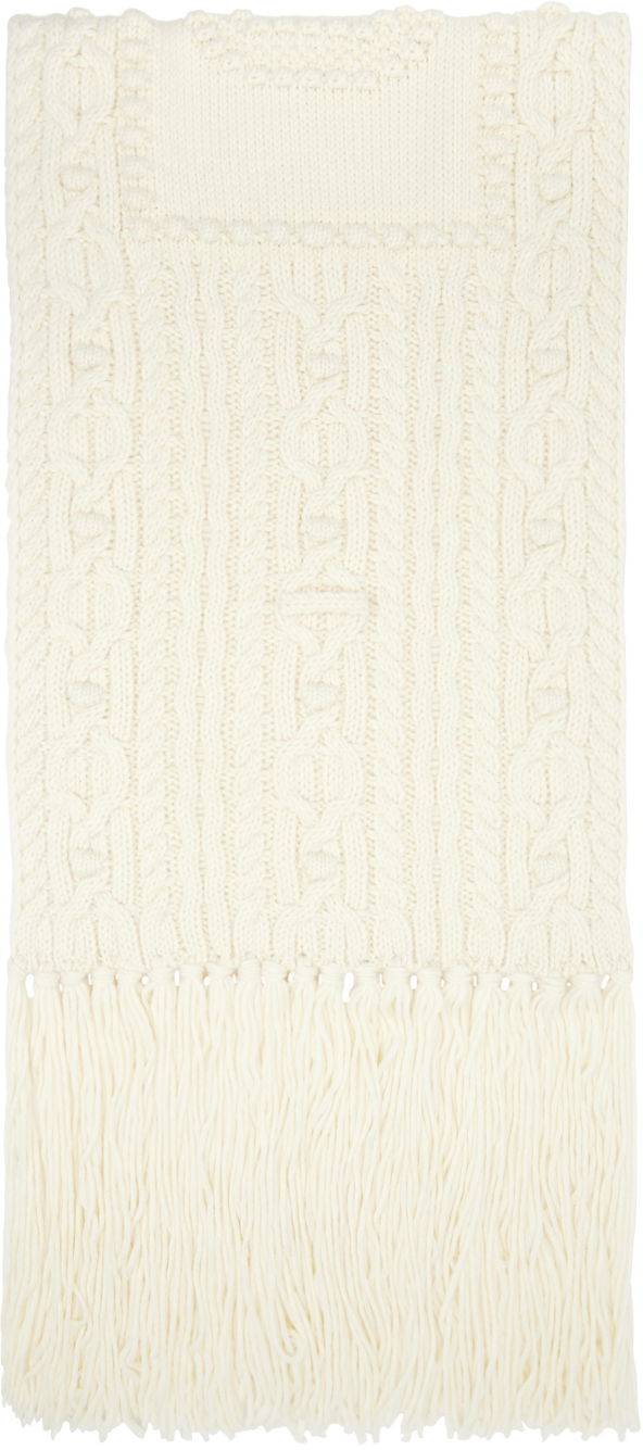 Pleteni pulover Jean Paul Gaultier Knitted Scarf With Fringe Bela | 24/31-U-EC050-M080-64