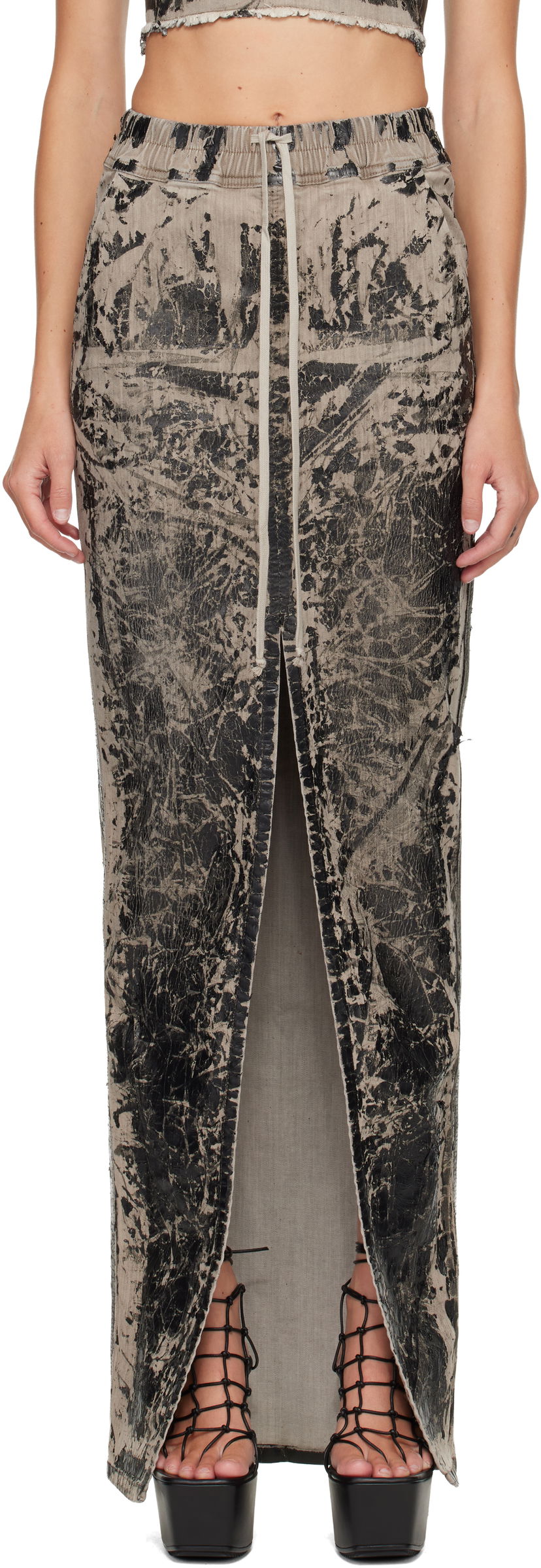 Krila Rick Owens DRKSHDW Concordians Phleg Pillar Denim Maxi Skirt Večbarvna | DS02E7333 SDWF