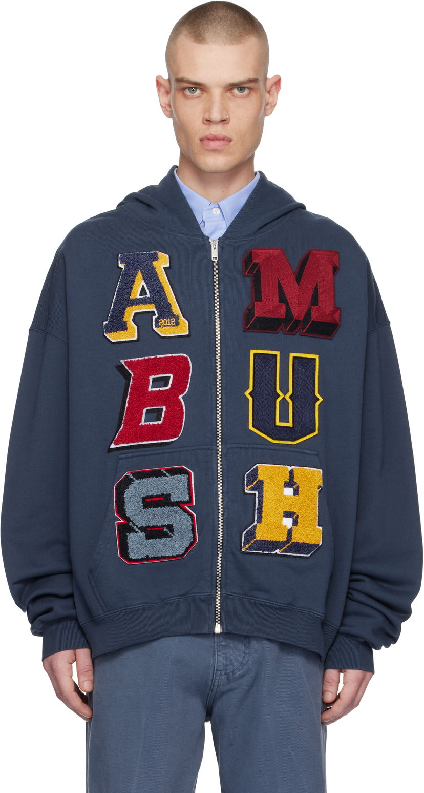 Pulover Ambush Zip Up Hoodie With Appliquéd Logo Mornarica | BMBE003F24FLE0014545