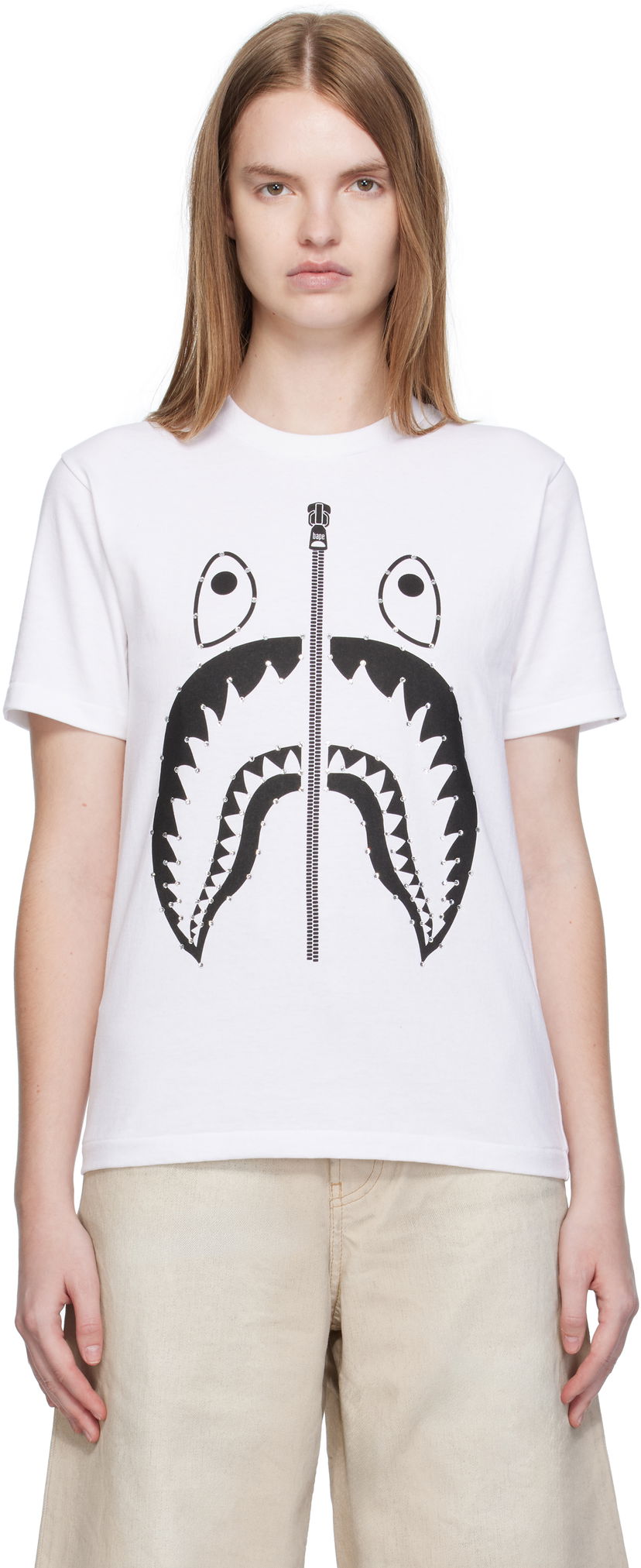 Majica BAPE Crystal Stone Shark Graphic T-Shirt Bela | 001TEL302065L