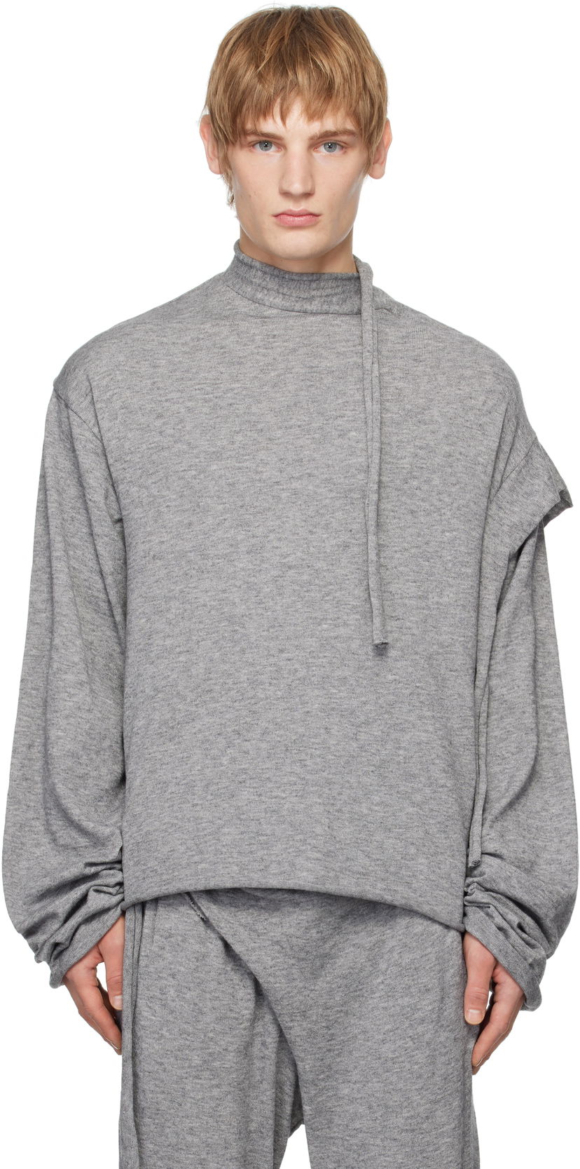 Pleteni pulover Ottolinger Ottolinger Strap Knit Loose Longsleeve Sweatshirt Siva | 2204010211