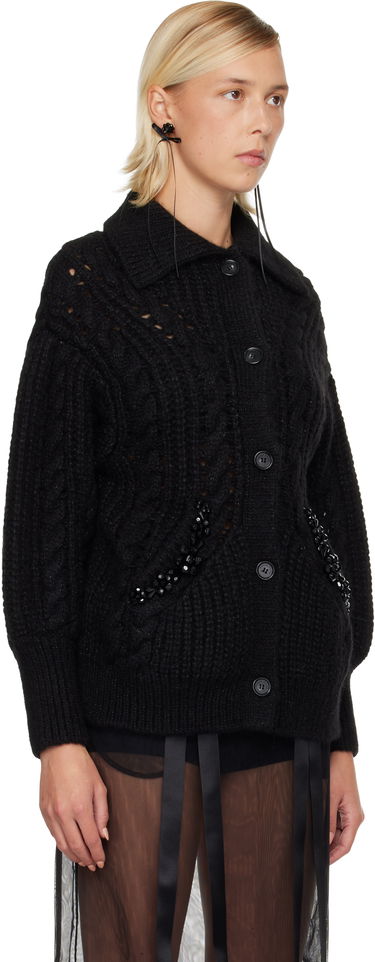 Pleteni pulover Simone Rocha Simone Rocha Sculpted Chunky Knit Cardigan Črna | MZMK1B 0665, 1