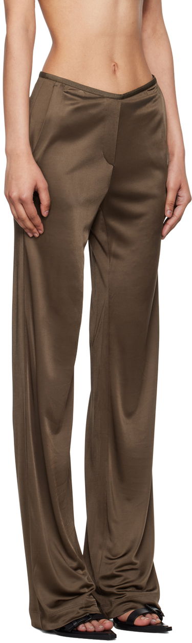 Hlače Helmut Lang Helmut Lang Car Satin Trousers Rjava | O02HW205, 1