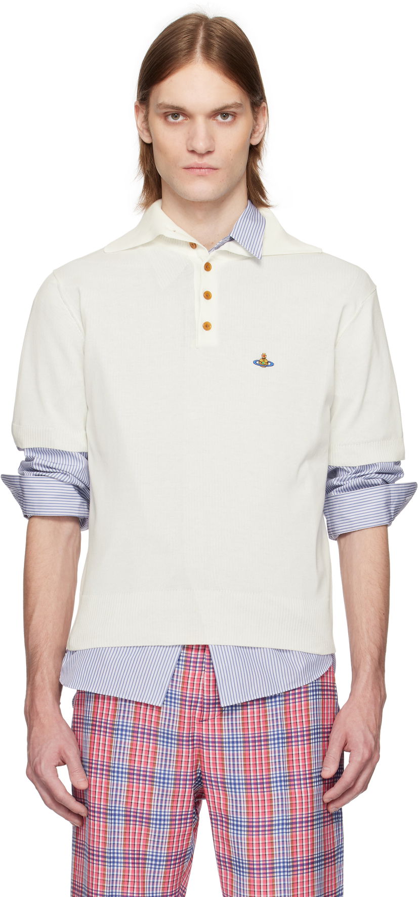 Polo majica Vivienne Westwood Vivienne Westwood Alex Knit Polo Bela | 2701001P-Y003F-