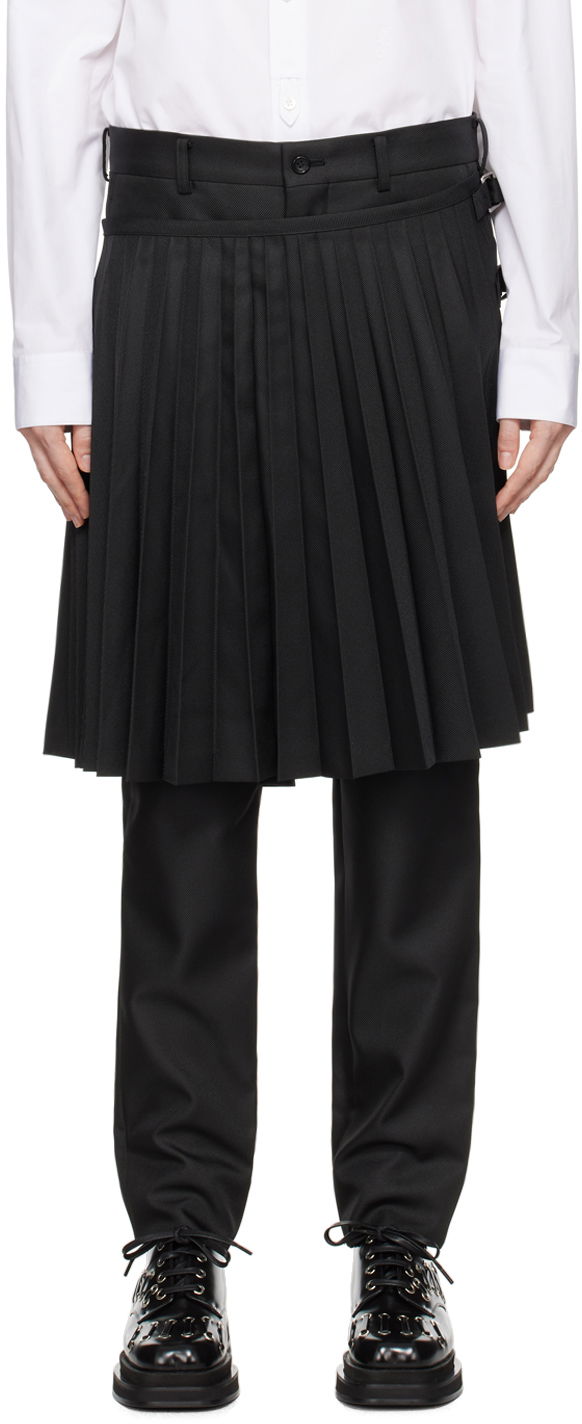 Hlače Comme des Garçons Homme Plus Black Layered Trousers Črna | PN-P048-051
