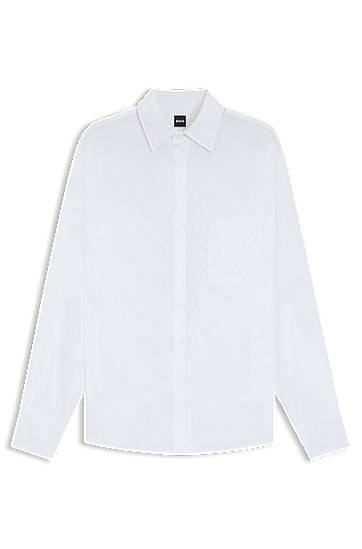Srajce BOSS Oversized Cotton Blouse Bela | 50543800