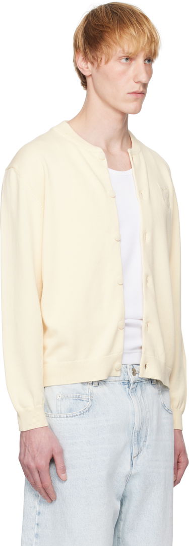 Pleteni pulover MAISON KITSUNÉ Maison Kitsuné Fox Head Embroidered Cardigan Rumena | OM02135KT1135, 1