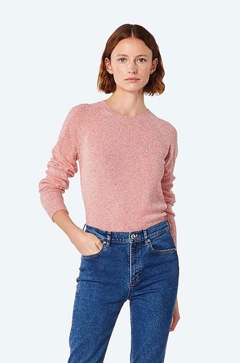 Pleteni pulover A.P.C. Crewneck Wool Blend Sweater Roza | WVBAF.F23040