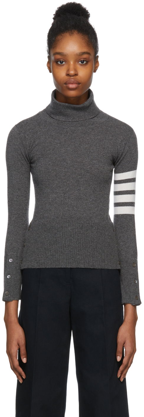 Pleteni pulover Thom Browne Thom Browne Cashmere Classic Turtleneck Siva | FKA117A-00011, 0