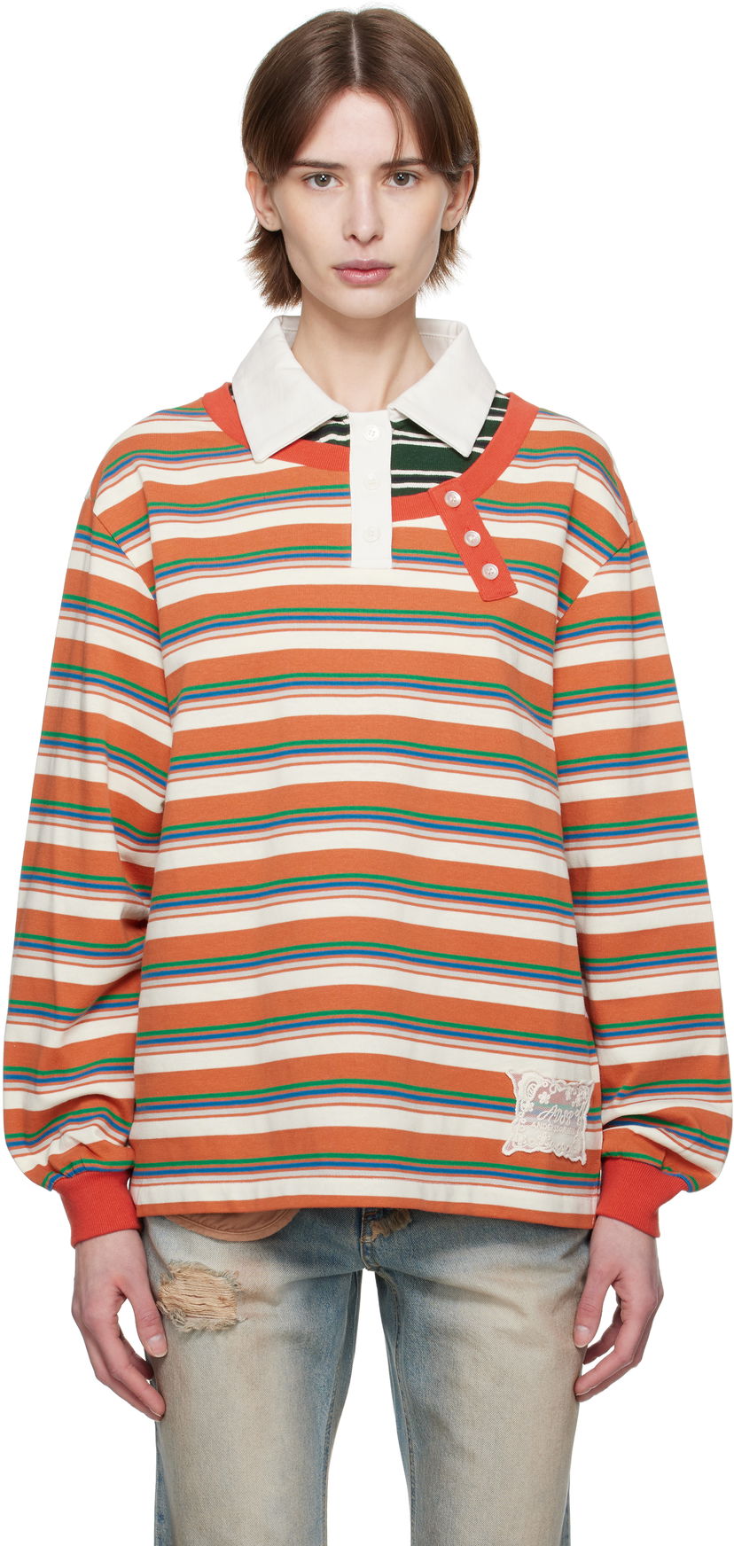 Polo majica Andersson Bell Andersson Bell Striped Long Sleeve Polo Oranžna | atb1259w