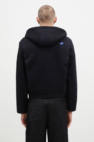Pulover ADER ERROR Oversize Wool Blend Cropped Hoodie Črna | BN01FWJK1301BK, 2