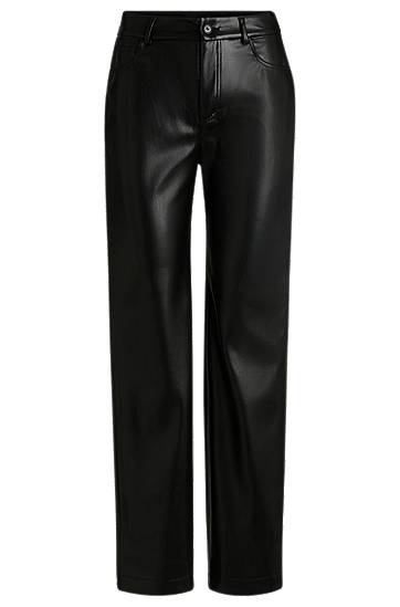 Hlače BOSS Faux Leather Five-Pocket Trousers Črna | 50534543