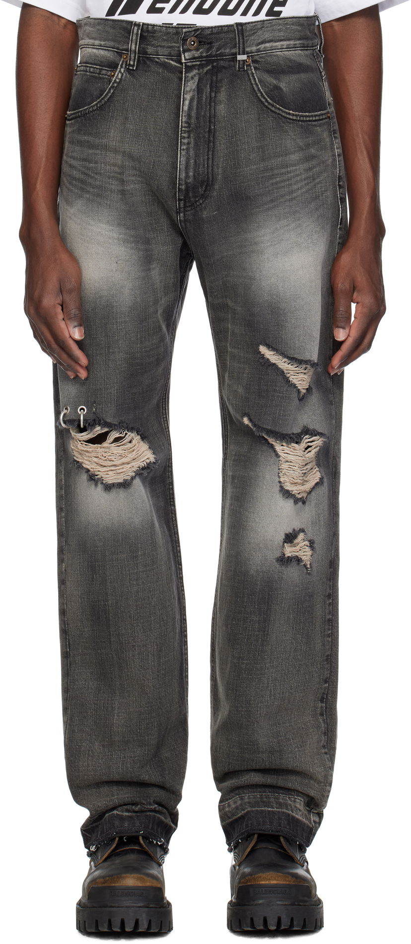 Kavbojke We11done We11done Distressed Jeans Siva | WD-DP0-25-333-M-BK