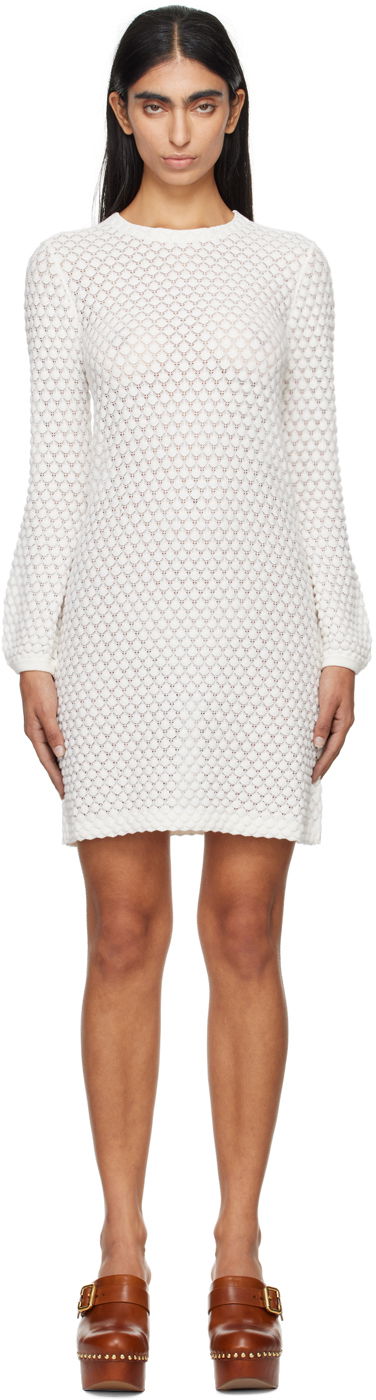 Pulover CHLOÉ Chloé Off-White Crewneck Minidress Bela | CHC24AMR03630, 0