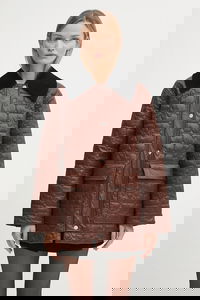 GANNI Shiny Quilt Midi Jacket