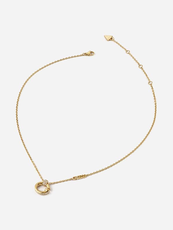 Ogrlica GUESS Golden Chain With Crystal G Letter Pendant Kovinski | JUBN04518JW, 0