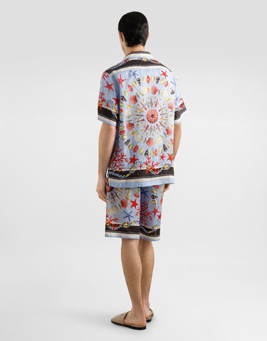 Srajce Dolce & Gabbana Dolce & Gabbana Linen Canvas Shirt with Shell Print Modra | G5JH9TFP4NRHC5PJ, 2