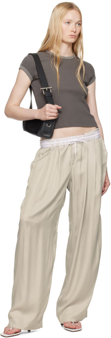 Hlače Alexander Wang Alexander Wang Pre-Styled Turn-Down Waistband Trousers Bež | 1WC2254844, 3